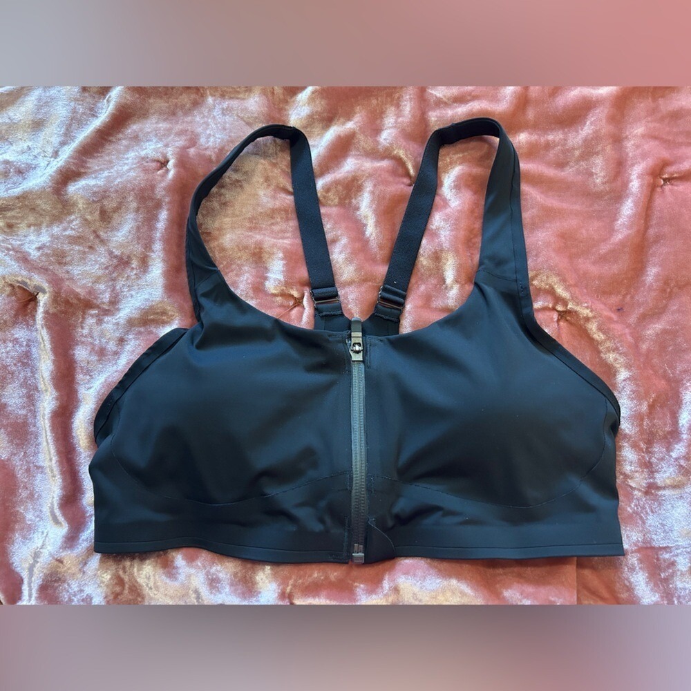 ATHLETA‎ Black Zipper Front Sports Bra Active Workout Training Small